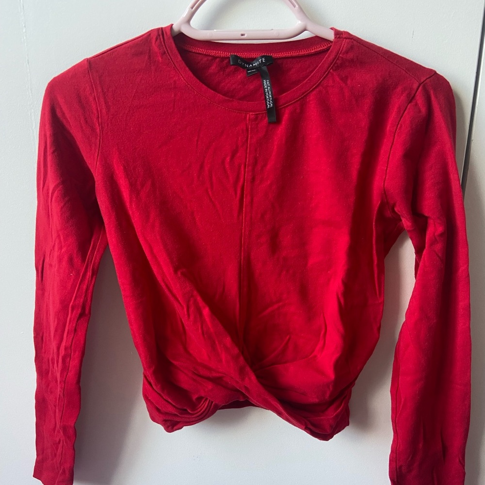 Bright red knot cropped top